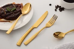 Bestekset - Bestek Goud Gehamerd -24 Delig-Zwitsers Kwaliteit-Complete Set-100% Roestvrijstaal-Gehamerd Gold 24k-Goud 24K -Sola Winkel 1200x799 26