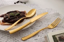 Bestekset - Bestek Goud Gehamerd -24 Delig-Zwitsers Kwaliteit-Complete Set-100% Roestvrijstaal-Gehamerd Gold 24k-Goud 24K -Sola Winkel 1200x799 28
