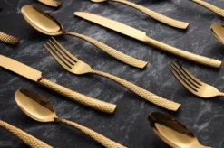 Bestekset - Bestek Goud Gehamerd -24 Delig-Zwitsers Kwaliteit-Complete Set-100% Roestvrijstaal-Gehamerd Gold 24k-Goud 24K -Sola Winkel 1200x799 30