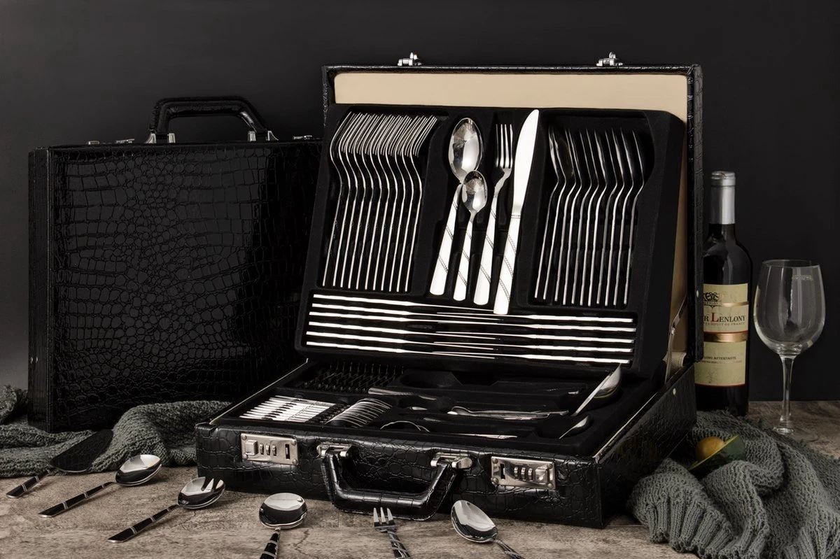 Swiss Home | Bestekset - 12 Persoons - 72-delig - Luxe Opbergkoffer - 18/10 | Limited Edition Set + Luxe Koffer 5 Swiss Home | Bestekset - 12 Persoons - 72-delig - Luxe Opbergkoffer - 18/10 | Limited Edition Set + Luxe Koffer - Afbeelding 5