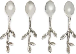 Riviera Maison Thee Lepels - Lovely Leaf Spoon - Zilver - Set 4 Stuks