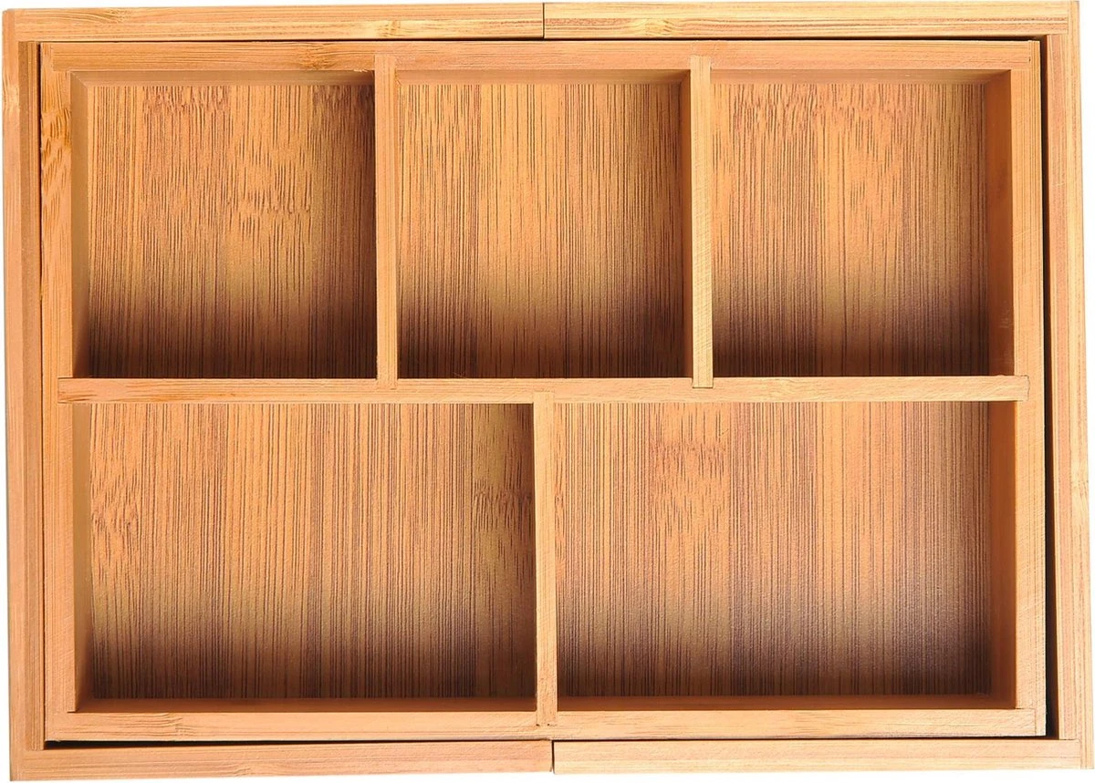 Verstelbare Lade Organizer - Voor Bestek/Keuken/Bureau/Make-Up/Accessoires – Uitschuifbare Lade Inzet Verdeler - Opbergbak Doos - Verstelbaar In 5 Of 7 Compartimenten - Duurzaam Bamboe Hout 5 Verstelbare Lade Organizer - Voor Bestek/Keuken/Bureau/Make-Up/Accessoires – Uitschuifbare Lade Inzet Verdeler - Opbergbak Doos - Verstelbaar In 5 Of 7 Compartimenten - Duurzaam Bamboe Hout - Afbeelding 5