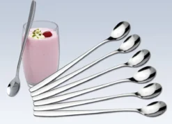 Merkloos Latte Macchiato Lepels – RVS Lange Yoghurt, Dessert Of Koffie Lepeltjes – Set Van 6 Stuks -Sola Winkel 1200x868 1