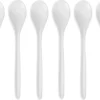 12x Eierlepeltjes Wit Kunststof 13 Cm - Keukengerei - Keukenbenodigdheden - Bestek - Lepels/lepeltjes Voor Koffie/thee/dessert/eieren