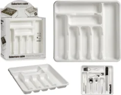 Kunststof Bestekbak/bestekhouder 7-vaks Wit 42 X 39 Cm - Keukenlade/besteklade Inzetbakken -Sola Winkel 1200x941