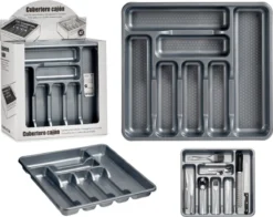 Kunststof Bestekbak/bestekhouder 7-vaks Grijs 42 X 39 Cm - Keukenlade/besteklade Inzetbakken -Sola Winkel 1200x951