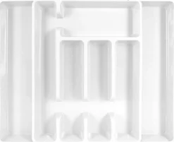 Merkloos Bestekbak/bestekhouder - Uitschuifbaar - Wit - 44 Cm - 5 Tot 7 Vakken