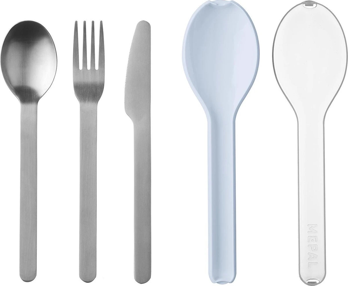 Mepal – Bestekset 3-delig Ellipse – Bestaat Uit Een Mes, Vork En Lepel – Nordic Blue – RVS Bestekset 3 Mepal – Bestekset 3-delig Ellipse – Bestaat Uit Een Mes, Vork En Lepel – Nordic Blue – RVS Bestekset - Afbeelding 3
