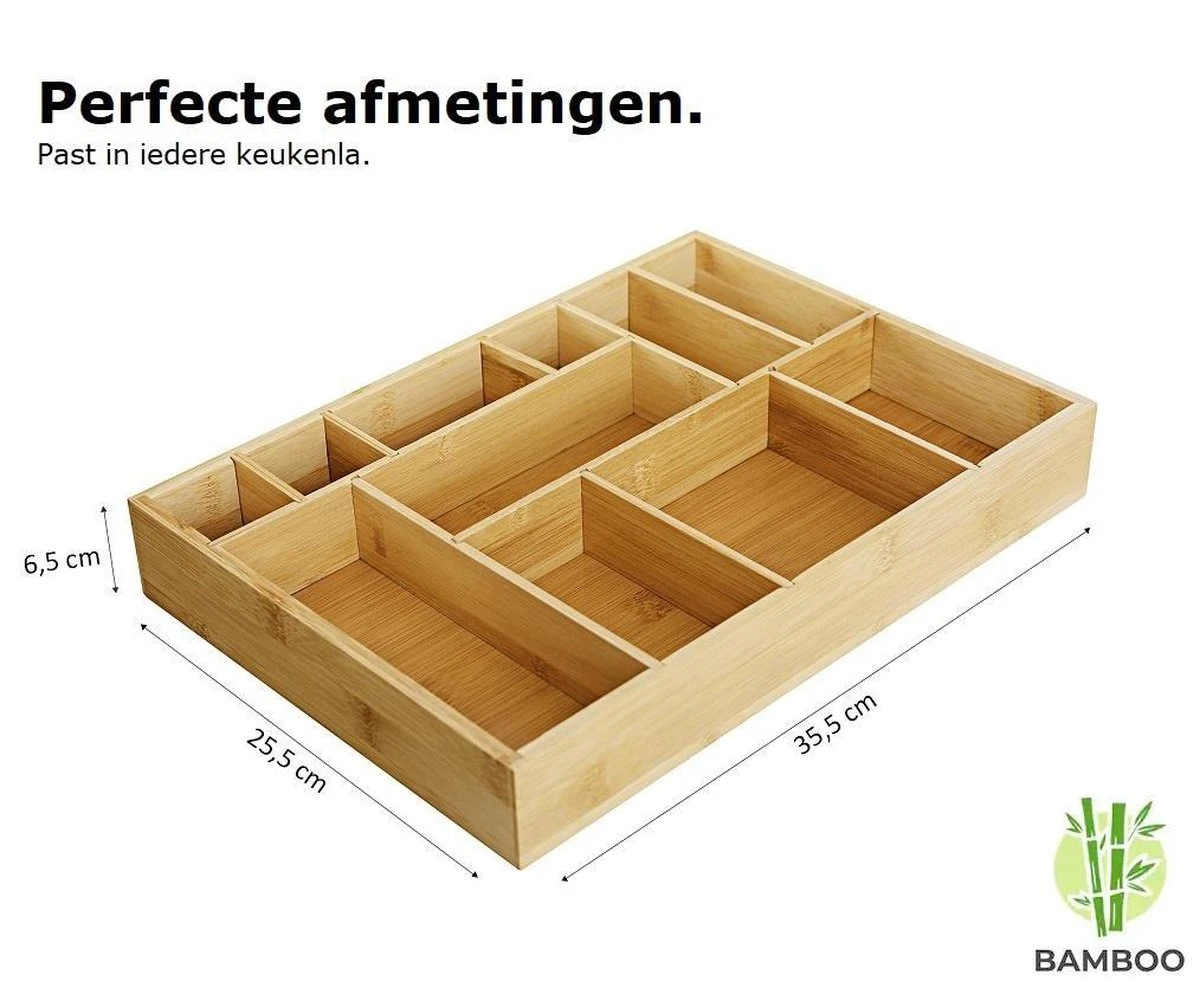 Merkloos Decopatent® Bestekbak - Lade Organizer - Besteklade - Bamboe - Hout - Bestek Bak Organizer Houder Voor Keukenla - Bestekcassette 4 Merkloos Decopatent® Bestekbak - Lade Organizer - Besteklade - Bamboe - Hout - Bestek Bak Organizer Houder Voor Keukenla - Bestekcassette - Afbeelding 4