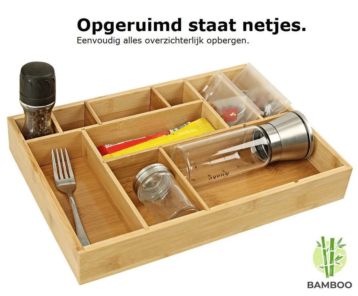 Merkloos Decopatent® Bestekbak - Lade Organizer - Besteklade - Bamboe - Hout - Bestek Bak Organizer Houder Voor Keukenla - Bestekcassette 6 Merkloos Decopatent® Bestekbak - Lade Organizer - Besteklade - Bamboe - Hout - Bestek Bak Organizer Houder Voor Keukenla - Bestekcassette - Afbeelding 6