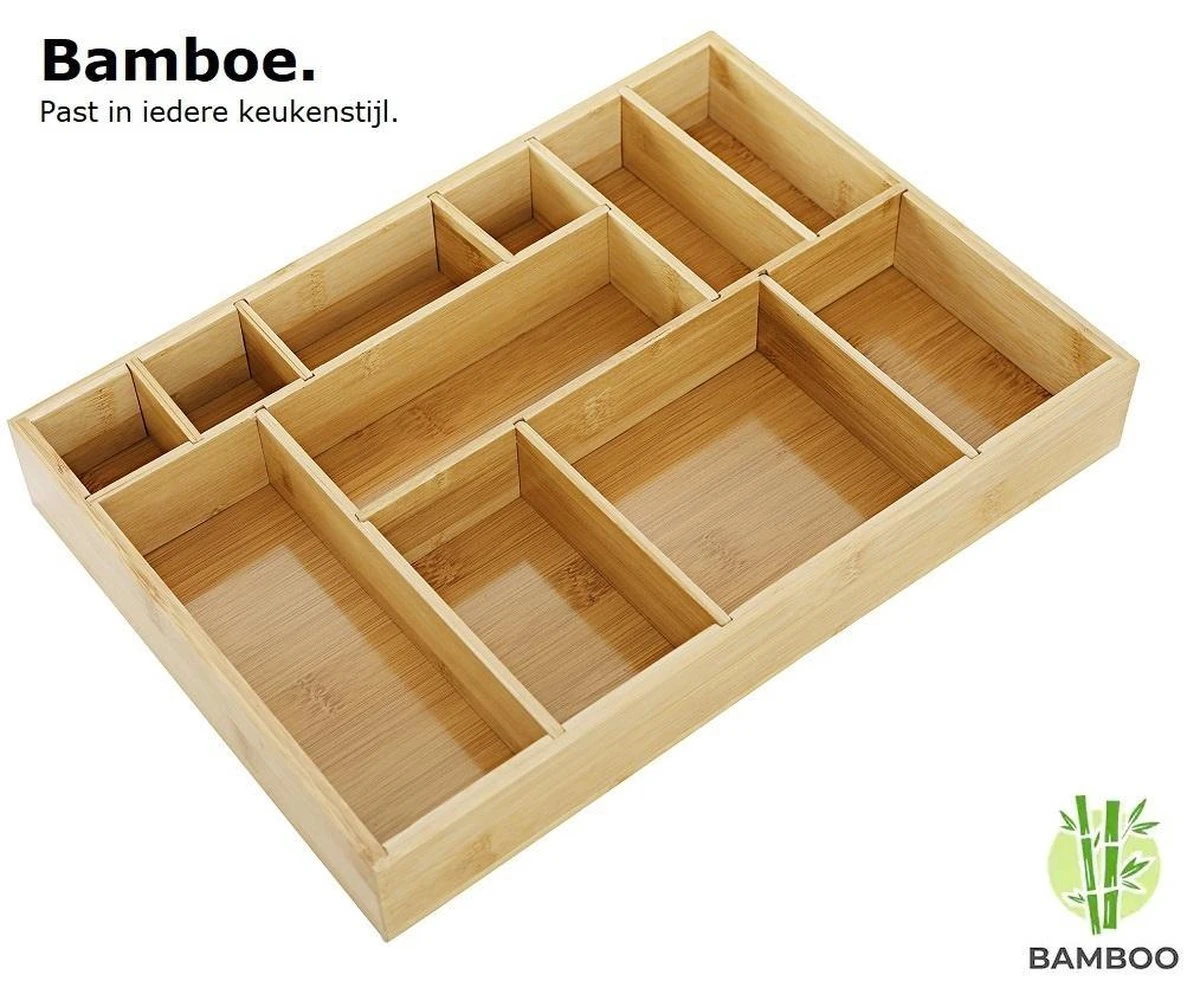 Merkloos Decopatent® Bestekbak - Lade Organizer - Besteklade - Bamboe - Hout - Bestek Bak Organizer Houder Voor Keukenla - Bestekcassette 10 Merkloos Decopatent® Bestekbak - Lade Organizer - Besteklade - Bamboe - Hout - Bestek Bak Organizer Houder Voor Keukenla - Bestekcassette - Afbeelding 10