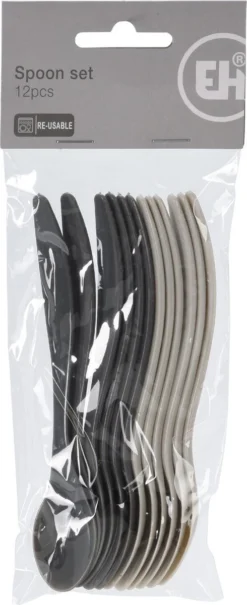 Excellent Houseware 12x Eierlepels Zwart/grijs Kunststof 14 Cm -Sola Winkel 490x1200 2