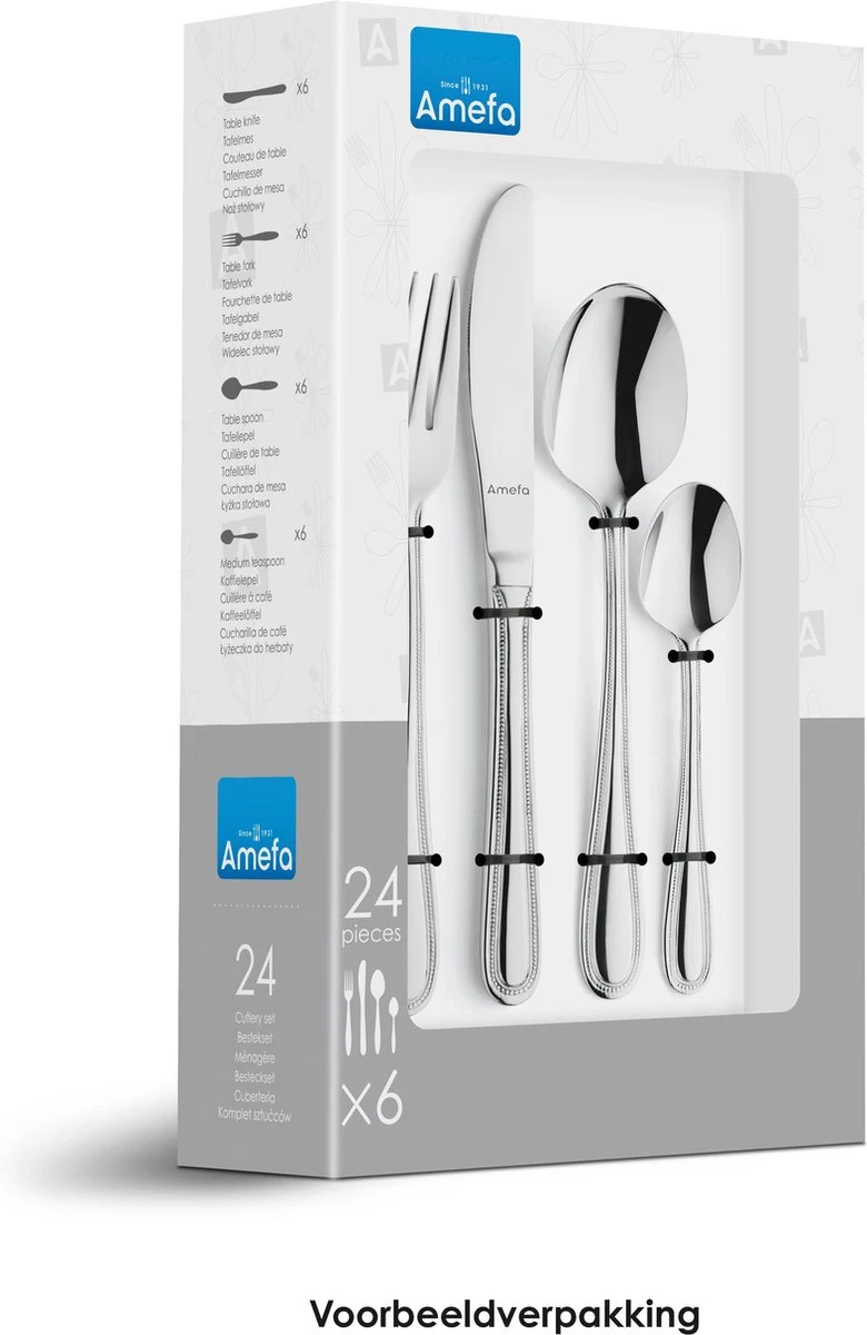Amefa Bologna Bestekset - 24 Delig - 6 Persoons - Zilver - 2 Amefa Bologna Bestekset - 24 Delig - 6 Persoons - Zilver - - Afbeelding 2