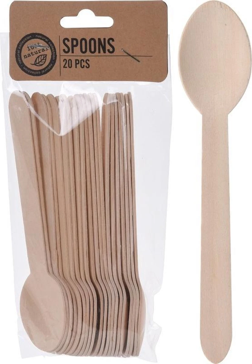 Merkloos 40x Houten Lepels Wegwerp Bestek 1 Merkloos 40x Houten Lepels Wegwerp Bestek