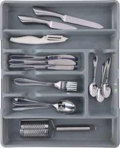 Merkloos Bestekbak/bestekhouder - Uitschuifbaar - Grijs - 44 Cm - 5 Tot 7 Vakken -Sola Winkel 978x1200